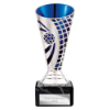 Defender Football Trophy Cup Silver & Blue 150mm