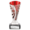 Defender Football Trophy Cup Silver & Red 140mm