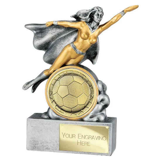 Hero Female Football Award Antique Silver 140mm