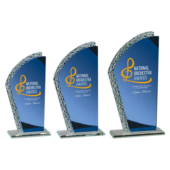 Hawk Glass Award Blue & Silver