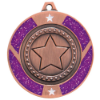 Glitter Star Medal Bronze & Purple 50mm