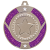 Glitter Star Medal Silver & Purple 50mm