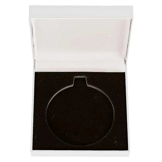 Classic Leatherette Medal Box White for 50mm medal 85x85x25mm