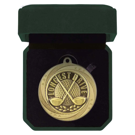 Superstar Longest Drive Medal & Box Gold 60mm