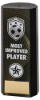 BLACK PLASTIC FILLED COLUMN FOOTBALL MOST IMPROVED PLAYER (1in CEN) - 8.25in