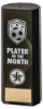BLACK PLASTIC FILLED COLUMN FOOTBALL PLAYER OF THE MONTH (1in CEN) - 7in
